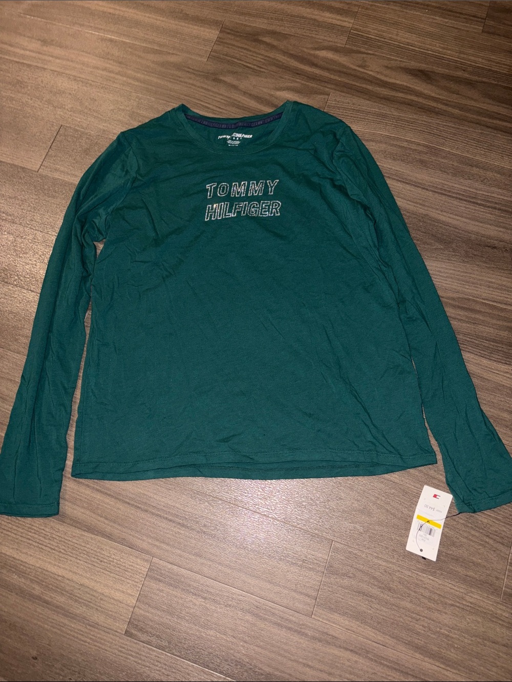 Tommy Hilfiger Women’s Long Sleeve Crewneck Shirt — Teal Green